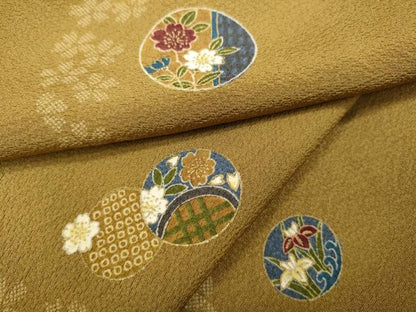 平和屋着物●上質な小紋　草花丸文　正絹　逸品　CABB6228ut