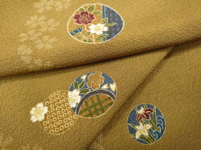 平和屋着物●上質な小紋　草花丸文　正絹　逸品　CABB6228ut