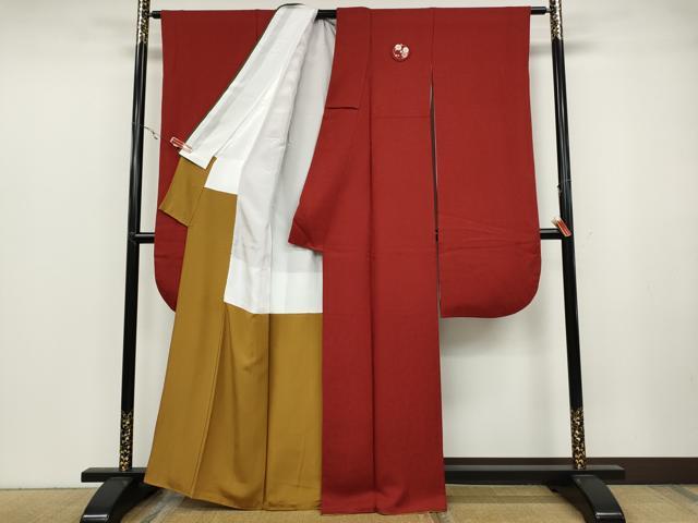 平和屋着物●豪華振袖　南天地紋　紅海老茶色　正絹　逸品　CABB6229ut 平和屋着物○豪華振袖 南天地紋 紅海老茶色 正絹 逸品 CABB6229ut