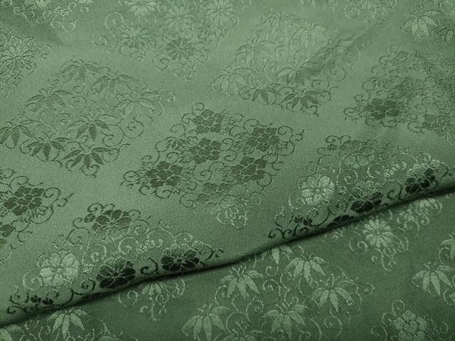 平和屋着物●豪華振袖　菱花唐草地紋　老竹色　正絹　逸品　CABB6232ut