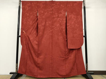 平和屋着物●豪華振袖　束ね熨斗花地紋　紅海老茶色　正絹　逸品　CABB6233ut