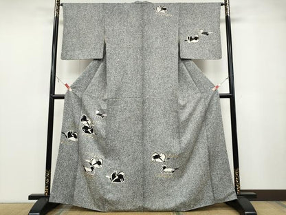 平和屋着物●訪問着　鴛鴦文　たたき染め　金彩　正絹　逸品　CABB6239ut