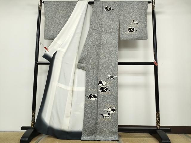 平和屋着物●訪問着　鴛鴦文　たたき染め　金彩　正絹　逸品　CABB6239ut 平和屋着物○訪問着 鴛鴦文 たたき染め 金彩 正絹 逸品 CABB6239utの