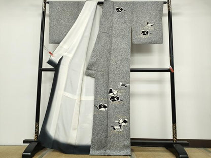 平和屋着物●訪問着　鴛鴦文　たたき染め　金彩　正絹　逸品　CABB6239ut