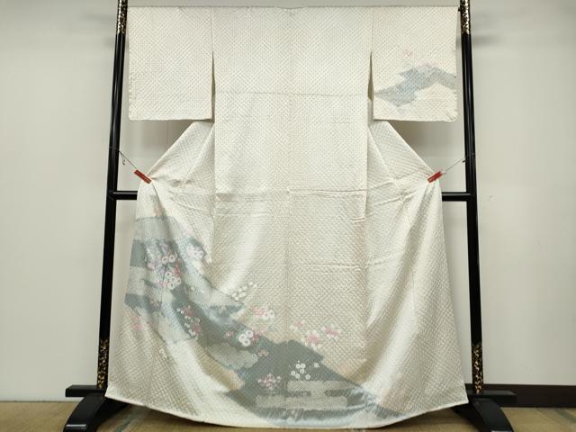 平和屋着物●訪問着　絞り　松皮菱草花文　正絹　逸品　未使用　CABB6240ut