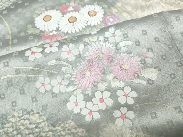平和屋着物●訪問着　絞り　松皮菱草花文　正絹　逸品　未使用　CABB6240ut