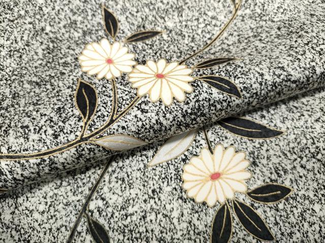 平和屋着物●上質な小紋　枝花文　たたき染め　金彩　正絹　逸品　CABB6241ut