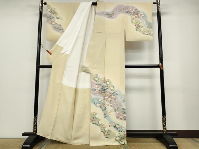 平和屋着物●訪問着　友禅　作家物　風景草花文　暈し染め　正絹　逸品　CABB6245ut