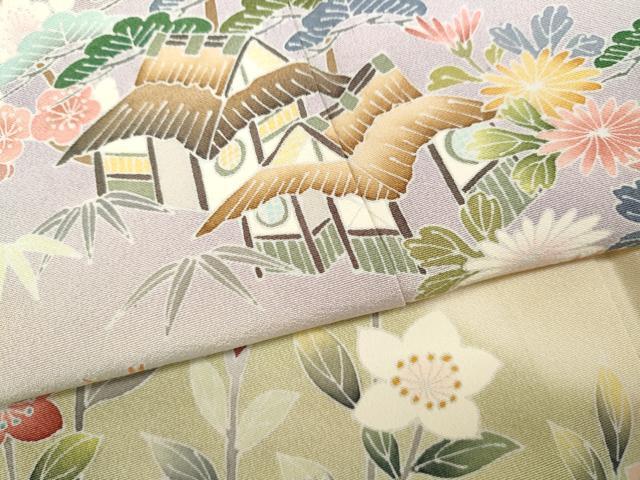 平和屋着物●訪問着　友禅　作家物　風景草花文　暈し染め　正絹　逸品　CABB6245ut