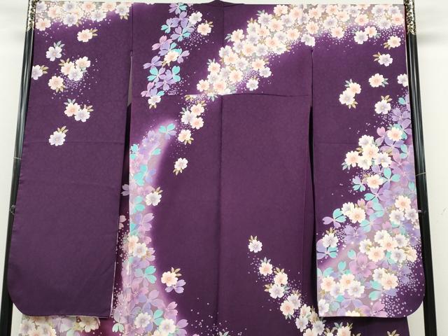 平和屋着物○豪華振袖 刺繍 舞花文 暈し染め 銀通し地 正絹