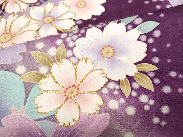 平和屋着物●豪華振袖　刺繍　舞花文　暈し染め　銀通し地　正絹　逸品　CABB6246ut