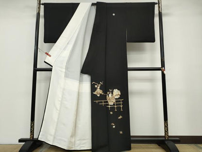 平和屋着物●蓑虫工芸作家　田尾笛秋　黒留袖　人物文　正絹　逸品　CABB6248ut
