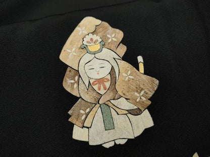 平和屋着物●蓑虫工芸作家　田尾笛秋　黒留袖　人物文　正絹　逸品　CABB6248ut