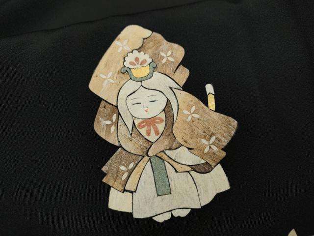 平和屋着物●蓑虫工芸作家　田尾笛秋　黒留袖　人物文　正絹　逸品　CABB6248ut