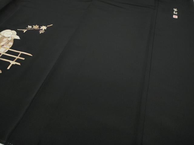 平和屋着物●蓑虫工芸作家　田尾笛秋　黒留袖　人物文　正絹　逸品　CABB6248ut