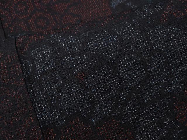 平和屋着物●結城紬　80亀甲　扇面草花文　正絹　逸品　CABB6249ut