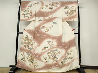 平和屋着物●創業460年・千總　訪問着　駒刺繍　立波貝桶枝花文　暈し染め　金彩　正絹　逸品　CABB6251ut