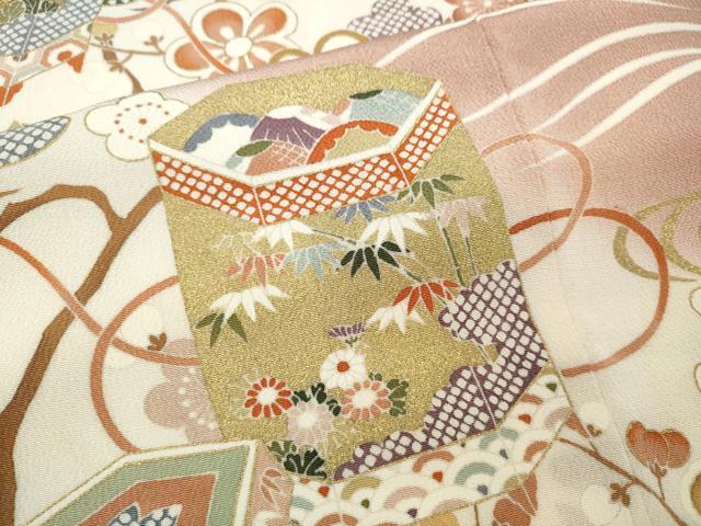 平和屋着物●創業460年・千總　訪問着　駒刺繍　立波貝桶枝花文　暈し染め　金彩　正絹　逸品　CABB6251ut