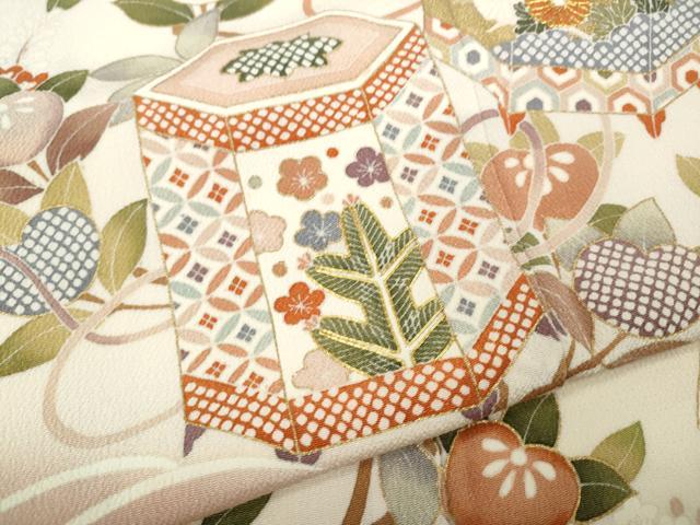 平和屋着物●創業460年・千總　訪問着　駒刺繍　立波貝桶枝花文　暈し染め　金彩　正絹　逸品　CABB6251ut