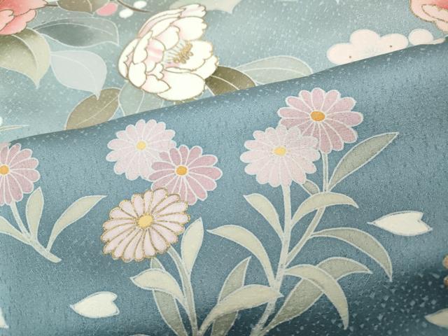平和屋着物○訪問着 作家物 刺繍 枝花文 暈し染め 金彩