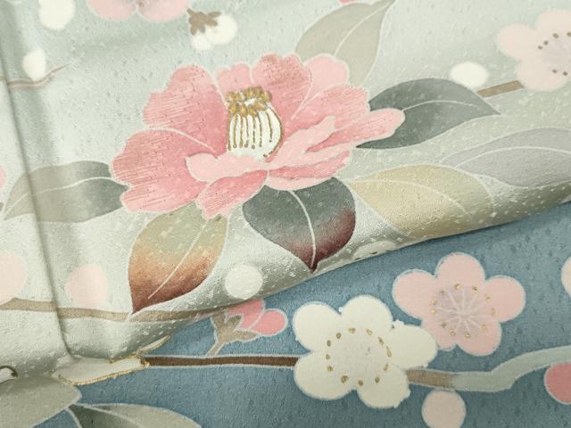 平和屋着物○訪問着 作家物 刺繍 枝花文 暈し染め 金彩