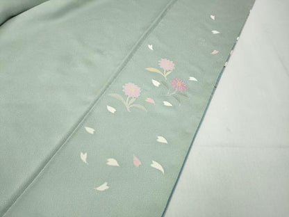 平和屋着物●訪問着　作家物　刺繍　枝花文　暈し染め　金彩　正絹　逸品　CABB6252ut