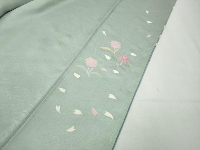 平和屋着物●訪問着　作家物　刺繍　枝花文　暈し染め　金彩　正絹　逸品　CABB6252ut