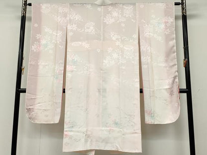 平和屋着物●振袖用長襦袢　無双仕立て　貝桶枝楓地紋　暈し染め　正絹　逸品　CABB6256ut