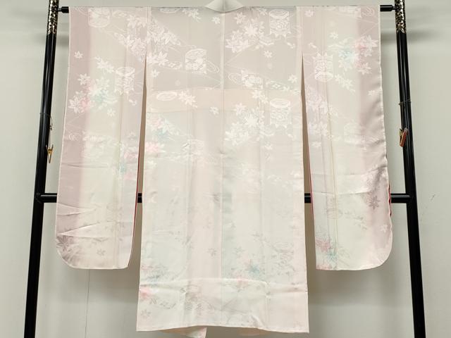 平和屋着物●振袖用長襦袢　無双仕立て　貝桶枝楓地紋　暈し染め　正絹　逸品　CABB6256ut
