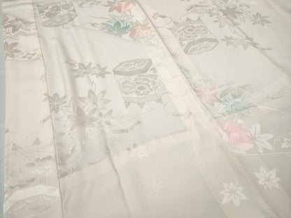 平和屋着物●振袖用長襦袢　無双仕立て　貝桶枝楓地紋　暈し染め　正絹　逸品　CABB6256ut