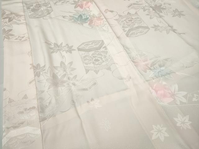 平和屋着物●振袖用長襦袢　無双仕立て　貝桶枝楓地紋　暈し染め　正絹　逸品　CABB6256ut