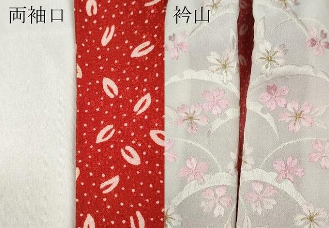 平和屋着物●ファッションデザイナー 花井幸子　振袖用長襦袢　無双仕立て　舞葉文　半衿刺繍　正絹　逸品　CABB6258ut