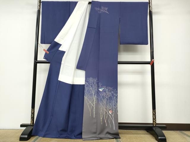平和屋着物●訪問着　作家物　手描き　休み鳥　暈し染め　正絹　逸品　CABB6261ut