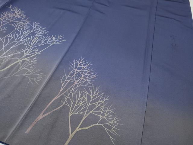 平和屋着物●訪問着　作家物　手描き　休み鳥　暈し染め　正絹　逸品　CABB6261ut