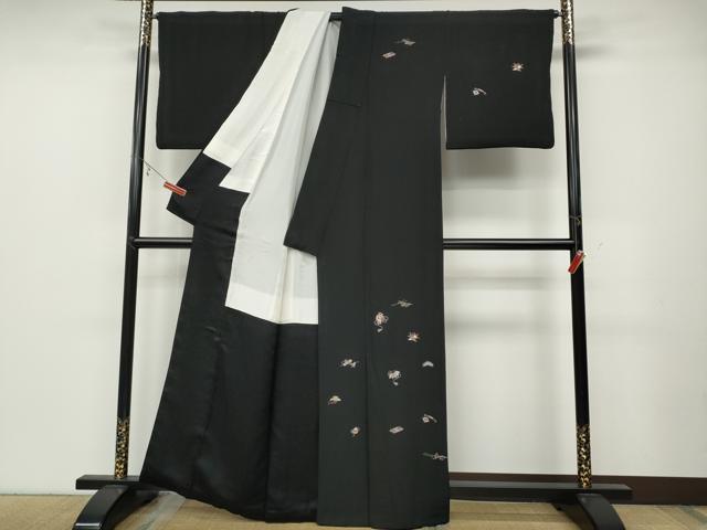平和屋着物●訪問着　総刺繍　宝尽くし文　黒地　金糸　正絹　逸品　CABB6262ut