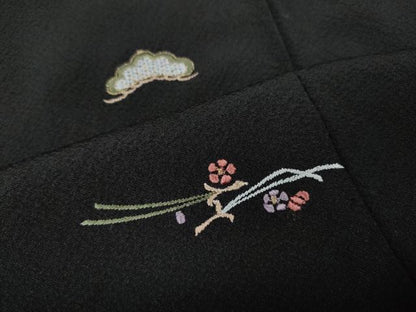 平和屋着物●訪問着　総刺繍　宝尽くし文　黒地　金糸　正絹　逸品　CABB6262ut