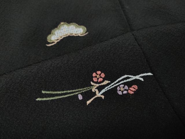 平和屋着物●訪問着　総刺繍　宝尽くし文　黒地　金糸　正絹　逸品　CABB6262ut