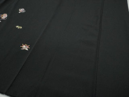 平和屋着物●訪問着　総刺繍　宝尽くし文　黒地　金糸　正絹　逸品　CABB6262ut