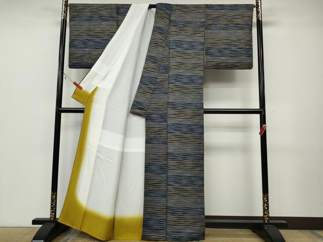 平和屋着物●上質な小紋　横段吉祥文　正絹　逸品　CABB6263ut