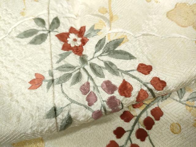 平和屋着物●訪問着　絞り　刺繍　雲重ね花文　金彩　正絹　逸品　CABB6264ut 平和屋着物○訪問着 絞り 刺繍 雲重ね花文 金彩 正絹 逸品 CABB6264ut