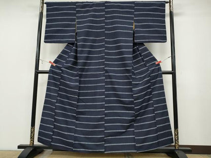 平和屋着物●上質な紬　横段文　正絹　逸品　CABB6266ut