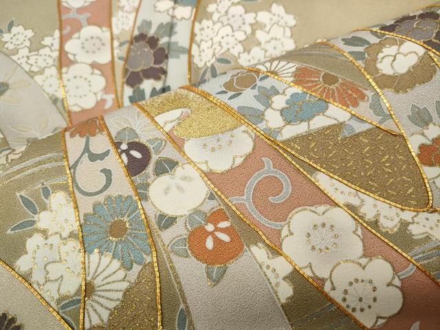平和屋着物●豪華色留袖　駒刺繍　束ね熨斗花文　暈し染め　金彩　三越扱い　正絹　逸品　CABB6267ut