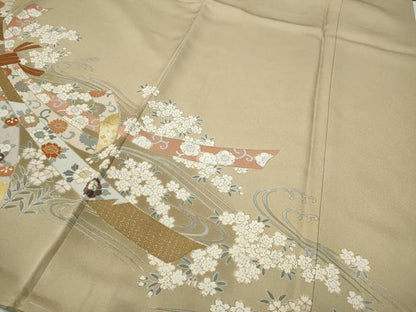 平和屋着物●豪華色留袖　駒刺繍　束ね熨斗花文　暈し染め　金彩　三越扱い　正絹　逸品　CABB6267ut