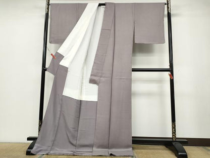 平和屋着物●上質な色無地　霞地紋　薄柿色　ロング丈　正絹　逸品　CABB6268ut