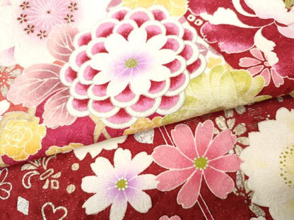 平和屋着物●豪華振袖　刺繍　花蝶文　銀通し地　正絹　逸品　CABB6270ut