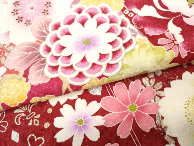 平和屋着物●豪華振袖　刺繍　花蝶文　銀通し地　正絹　逸品　CABB6270ut