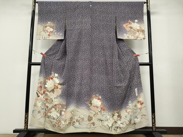 平和屋着物●現代アンティーク　貝島はるみ　綺麗伝説　訪問着　花鼓文　暈し染め　正絹　逸品　AABF8193ck 平和屋着物○現代アンティーク 貝島はるみ 綺麗伝説 訪問着 雪輪扇面草花文