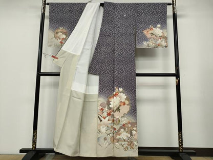 平和屋着物●現代アンティーク　貝島はるみ　綺麗伝説　訪問着　雪輪扇面草花文　暈し染め　正絹　逸品　CABB6273ut