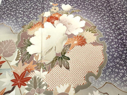 平和屋着物●現代アンティーク　貝島はるみ　綺麗伝説　訪問着　雪輪扇面草花文　暈し染め　正絹　逸品　CABB6273ut