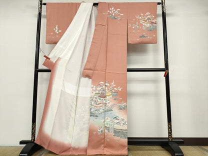 平和屋着物●訪問着　友禅　風景花文　暈し染め　正絹　逸品　CABB6275ut